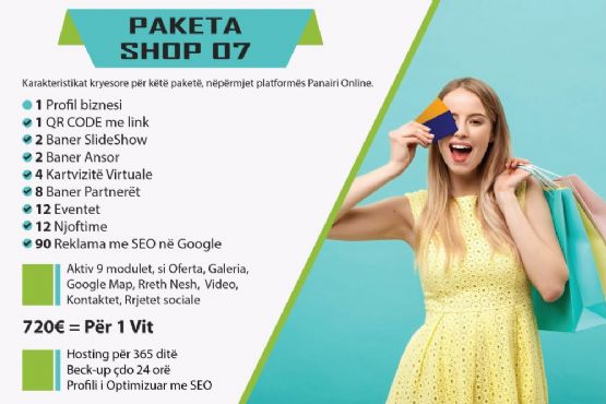 Paketa SHOP 07 me 90 reklama, cmimi 720€, Faqe interneti E Shop, Website E Commerce dyqan online, Web faqe per dyqan online E Shop, Dyqan per shitje online E Shop